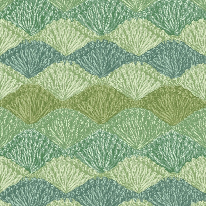 Green Shell Stitch | 118 Cotton (1937-66) - Sold in UNITS of 1/4 metre