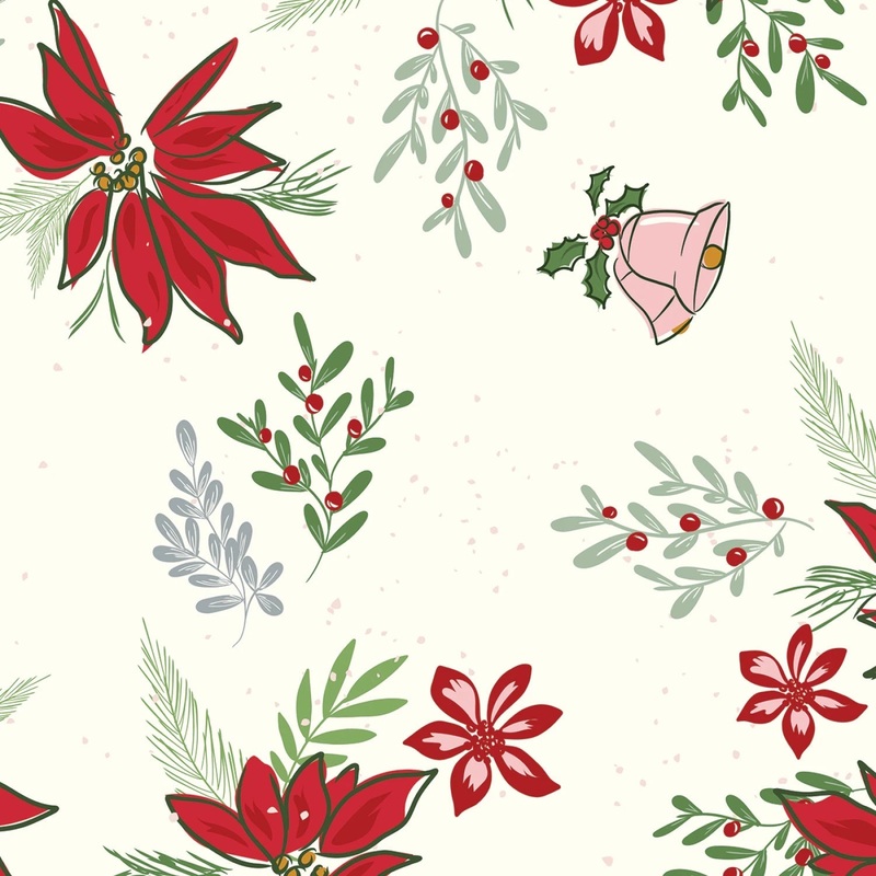 Mistletoe & Holly - Cloud  | 108 Cotton (WB16409R-CLOUD) - Sold in UNITS of 1/4 metre