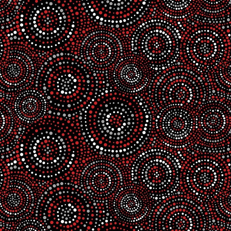 Red/Black/White Concentric Hexi-Dots | 108 Cotton (BQ4185-88) - Sold in UNITS of 1/4 metre