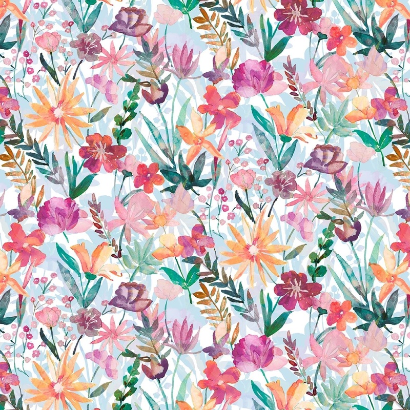Watercolour Floral - Multi Floral | 108 Cotton (WGAW5928-BMU) - Sold in UNITS of 1/4 metre