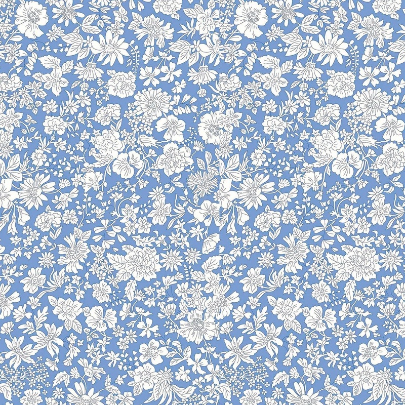 Marine Blue - London Bouquet by Liberty Fabrics Collection - Emily Blossom | 108 Cotton (0166W7410A)  Sold in UNITS of  metre