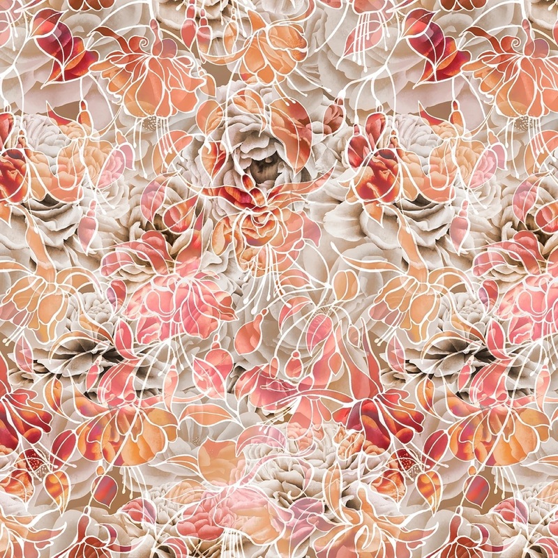 Orange Petal Play by BellaSylDesign Collection| 108 Cotton (PPLW6016-NEMU)  Sold in UNITS of  metre