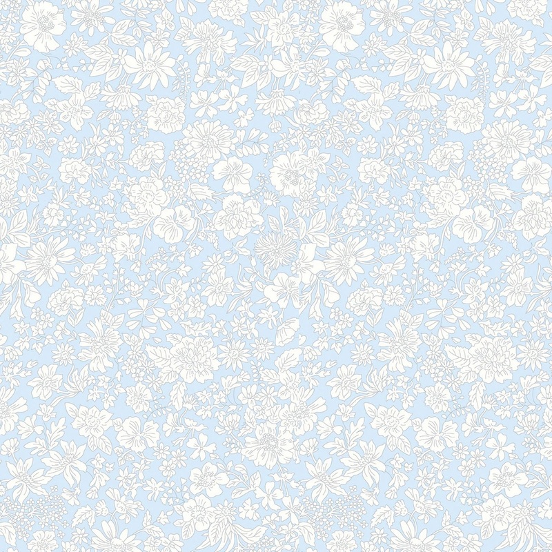 Pale Sky - London Bouquet by Liberty Fabrics Collection - Emily Blossom | 108 Cotton (0166W7409A)  Sold in UNITS of  metre