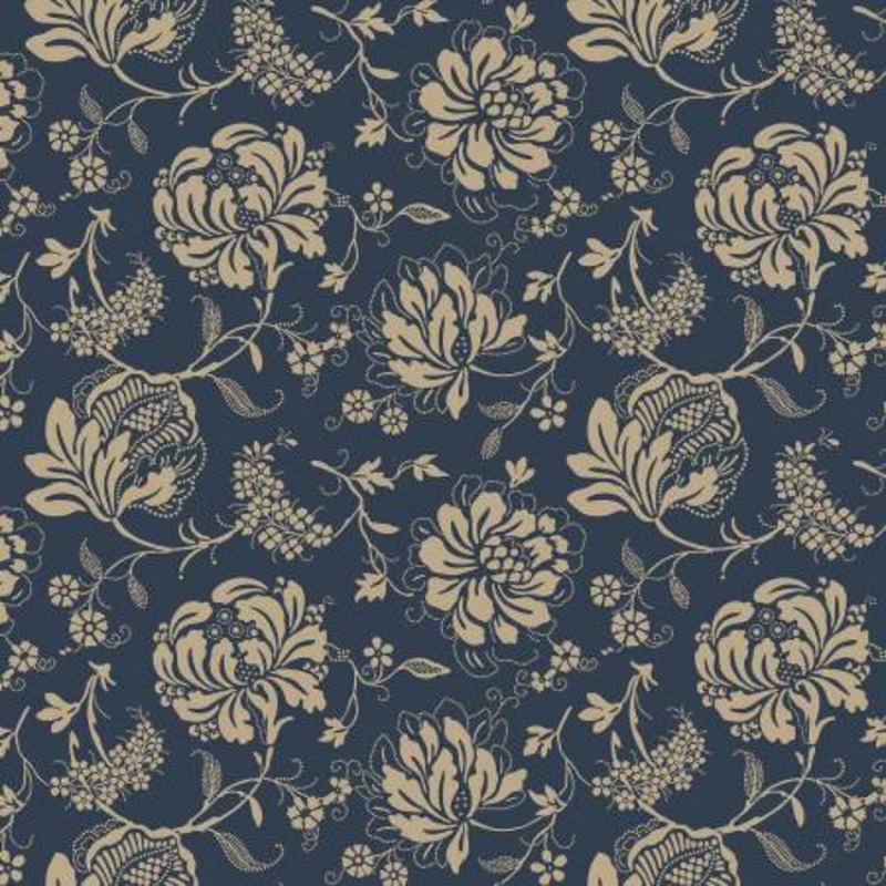 BOLT END Navy Block Print  3.5m x 108 Cotton