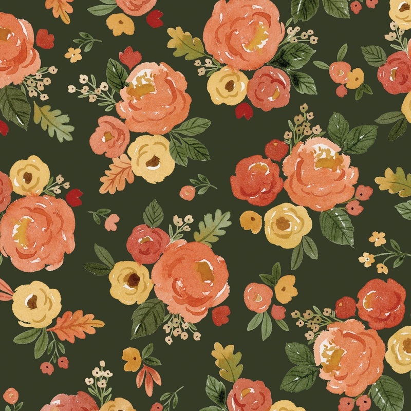 Floral Forest Happy Fall by Kelsey Carlson Collection | 108 Cotton (WB16347R-FOREST) - Sold in UNITS of 1/4 metre
