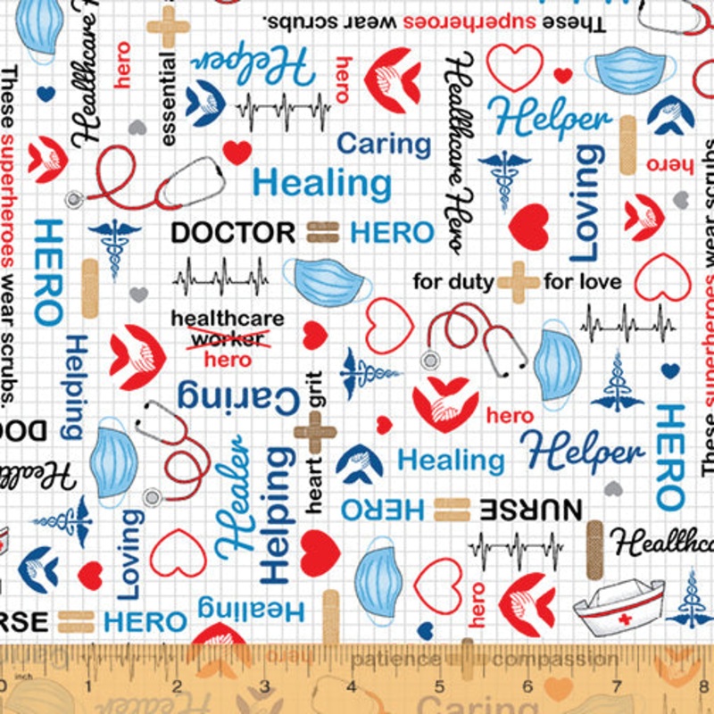 *Closeout Sale* Calling All Nurses Collection, Healthcare Heroes by Windham Fabrics, per half yard
