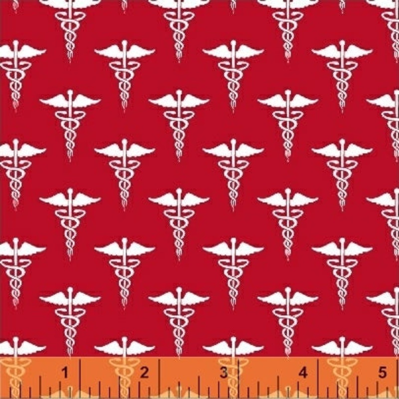 *Closeout Sale* Calling All Nurses Collection, Nurse Symbol in Red by Windham Fabrics, per half yard