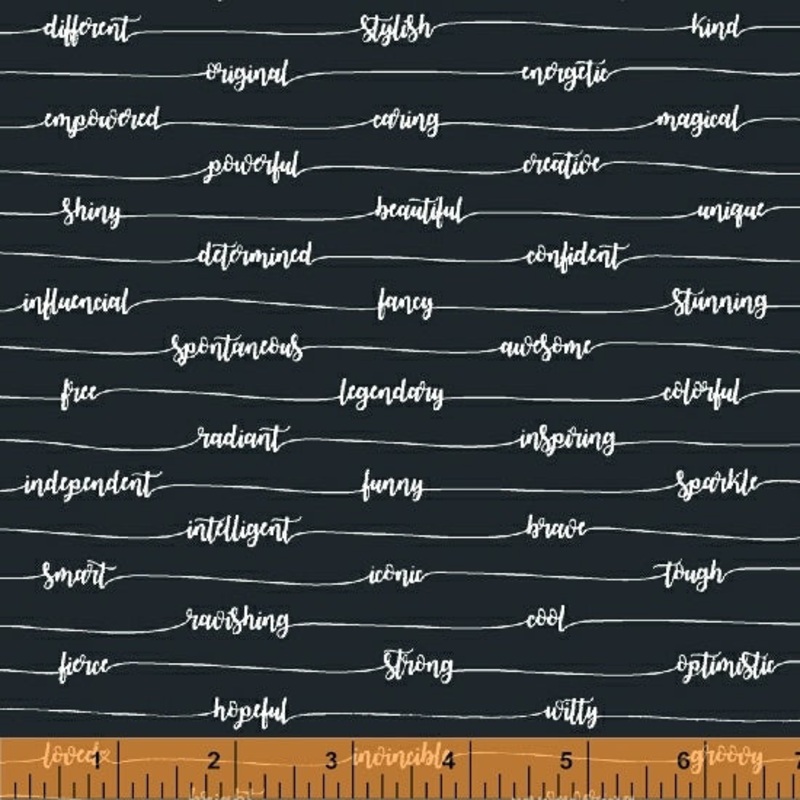 *Closeout Sale* Good Vibes Only, Cursive in Night, Windham Fabrics, 72 (LAST PIECE)