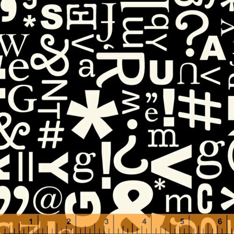 *Closeout Sale* Typecast, Glyphs in Black, Windham Fabrics, per half yard