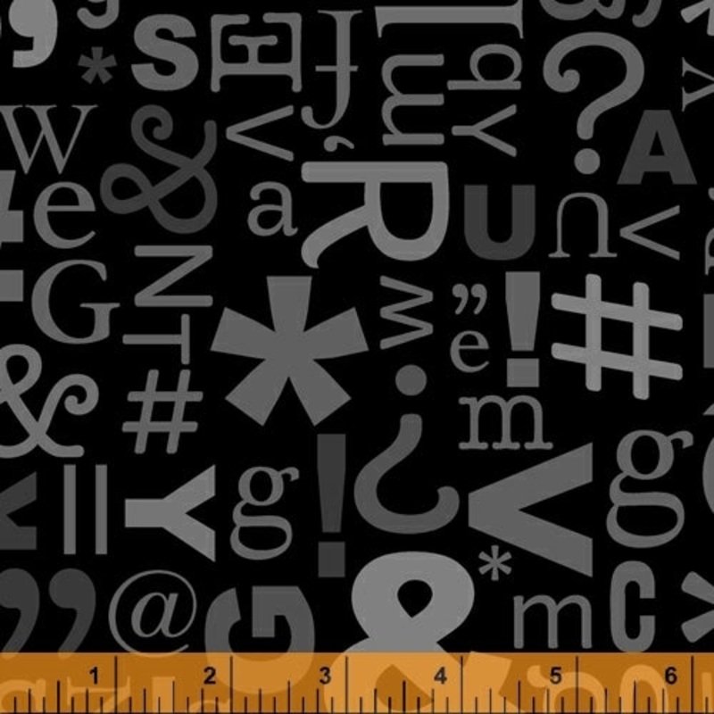 *Closeout Sale* Typecast, Glyphs in Grey, Windham Fabrics, per half yard