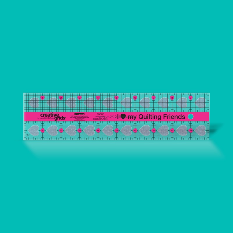Creative Grids I Love My Quilt Friends Quilt Ruler 2-1/2in x 10in (3-in-1 ruler)
