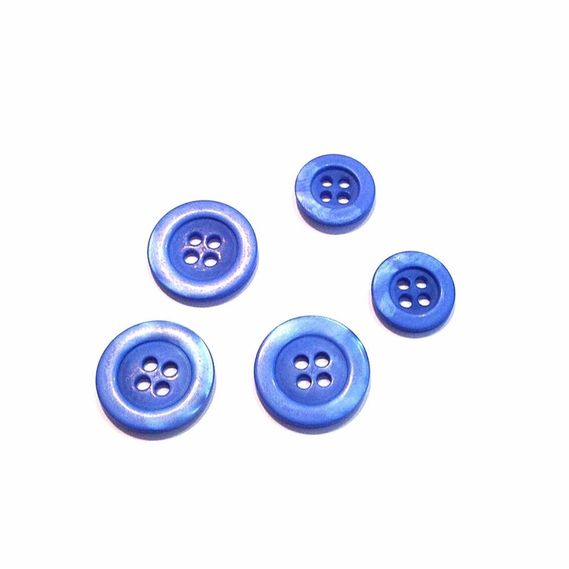 Blue Four Hole Shiny Button-16 mm & 20 mm