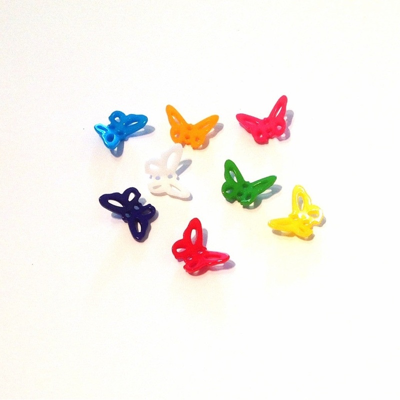 Butterfly Buttons-White & Yellow & Green & Pink & Purple & Orange & Red & Turquoise-15 mm