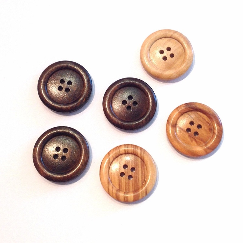 Chunky Wooden Button-34 mm-Walnut & Natural