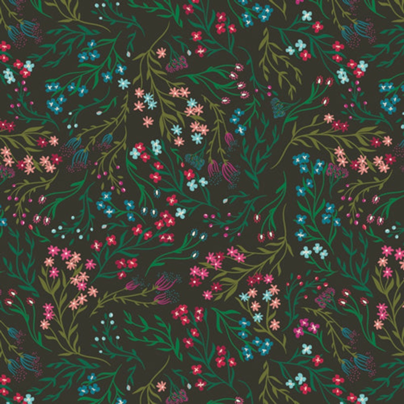 *Closeout Sale* Art Gallery Fabrics, The Flower Society, Windswept Nocturnal, per half-yard