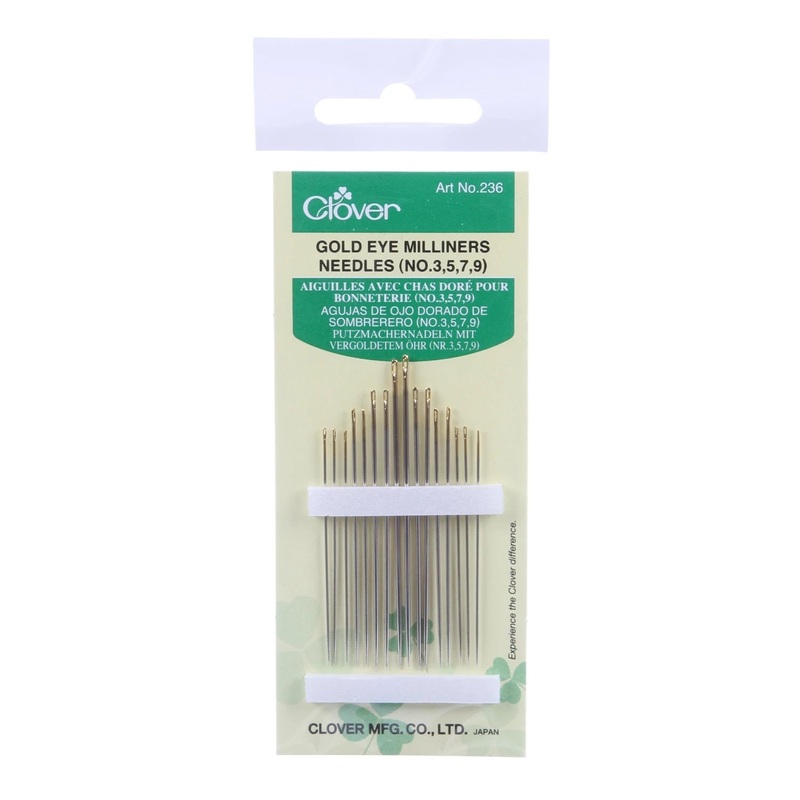Clover Gold Eye Milliners Needles Size 3/9 - 16ct (236CV-3-9)