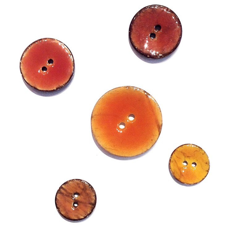 Orange Glazed Coconut Shell Buttons