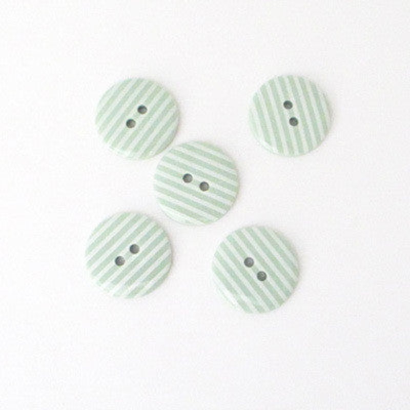 Pale Green Striped Buttons-15 mm & 23 mm & 54 mm