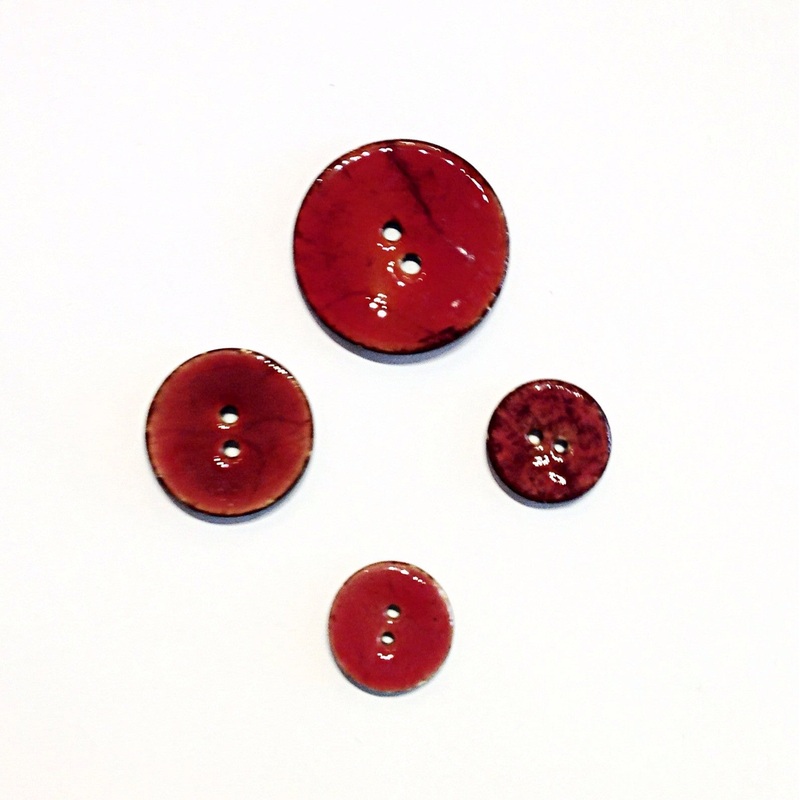 Red Glazed Coconut Shell Buttons