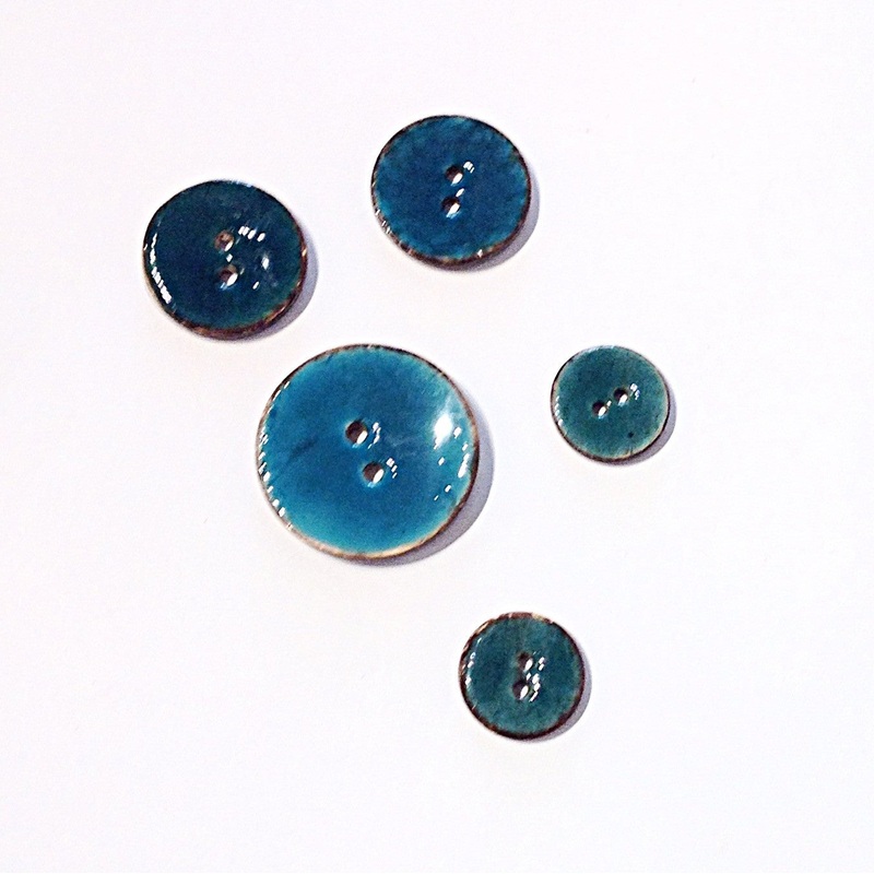 Turquoise Blue Glazed Coconut Shell Buttons