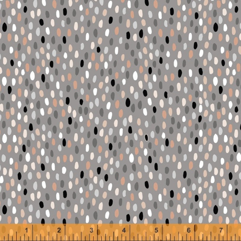 *Closeout Sale* Mod Cats, Mod Dots in Grey, per half-yard