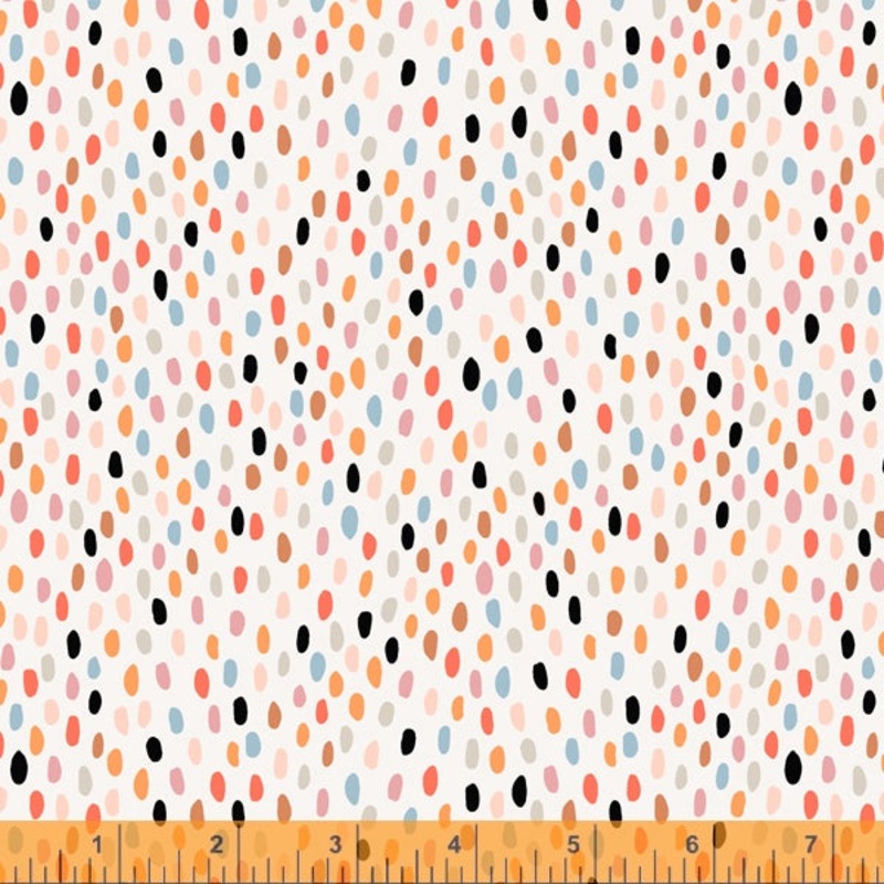 *Closeout Sale* Mod Cats, Mod Dots in Ivory, per half-yard