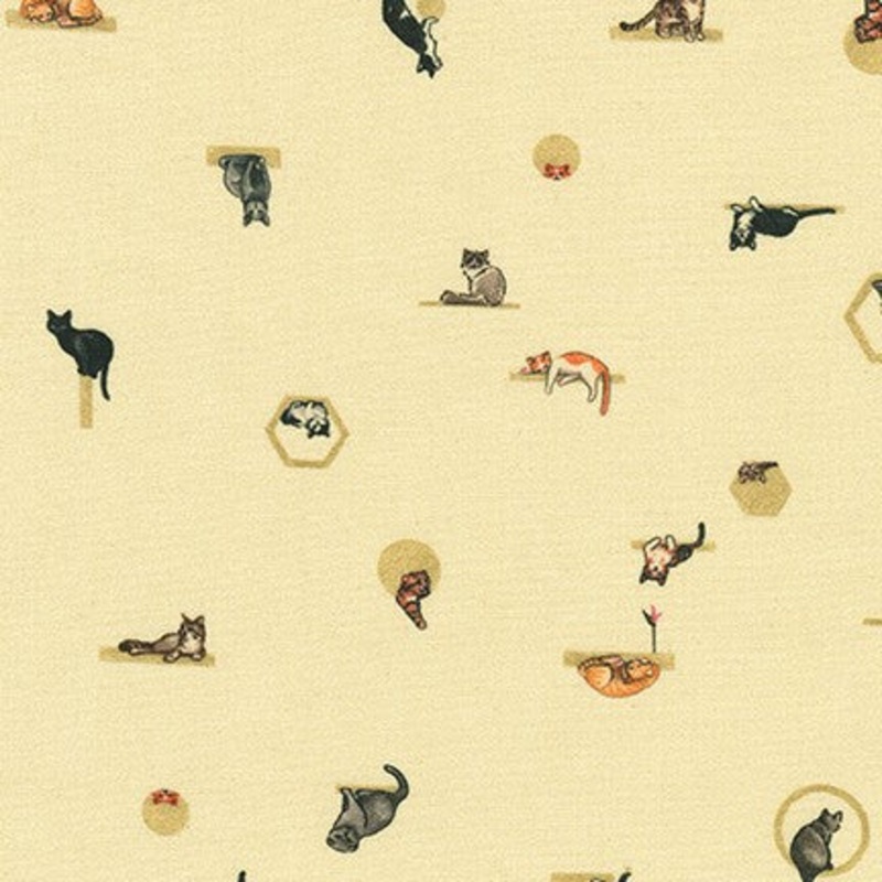 *Closeout Sale* Wishwell Petit, Cats in Honey, per half-yard