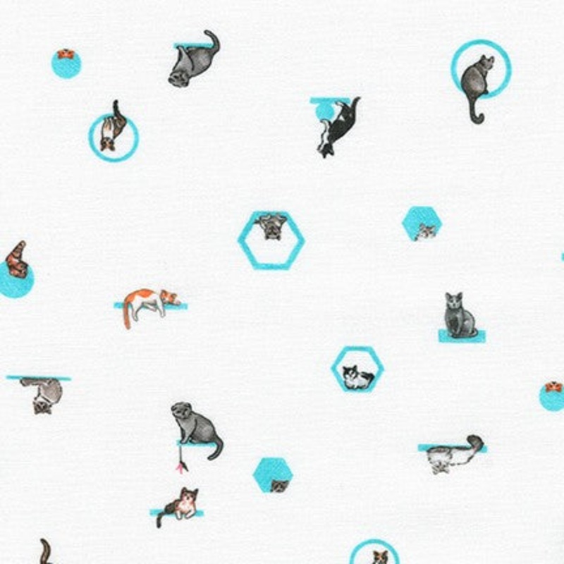*Closeout Sale* Wishwell Petit, Cats in White, per half-yard