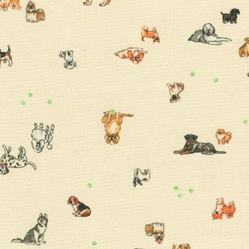 *Closeout Sale* Wishwell Petit, Dogs in Natural, per half-yard