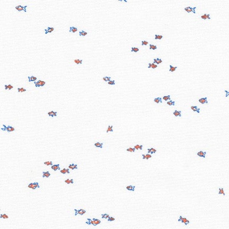 *Closeout Sale* Wishwell Petit, Fish in White, per half-yard
