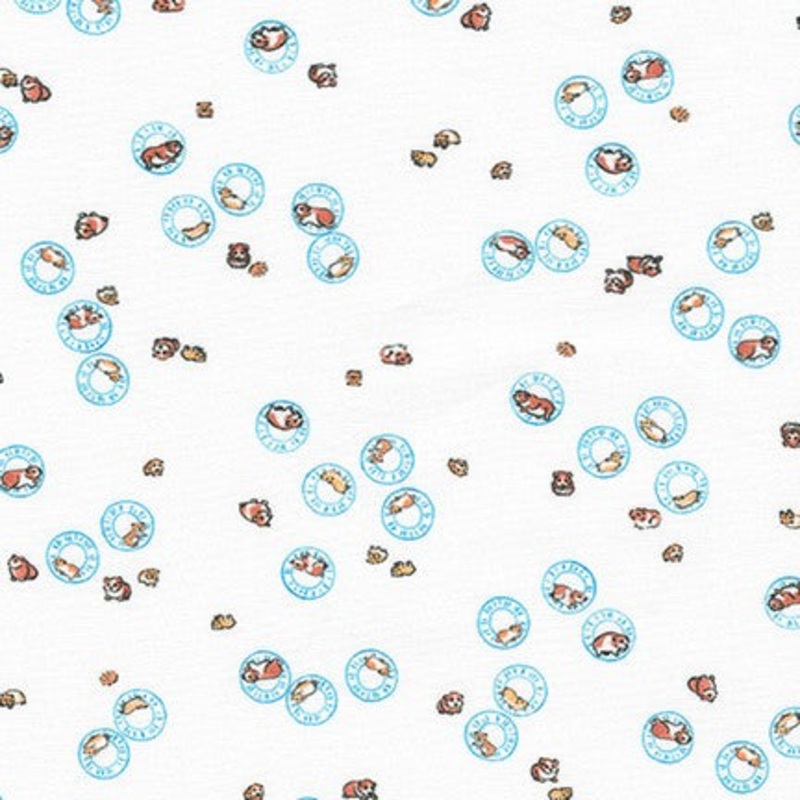*Closeout Sale* Wishwell Petit, Hamsters in White, per half-yard