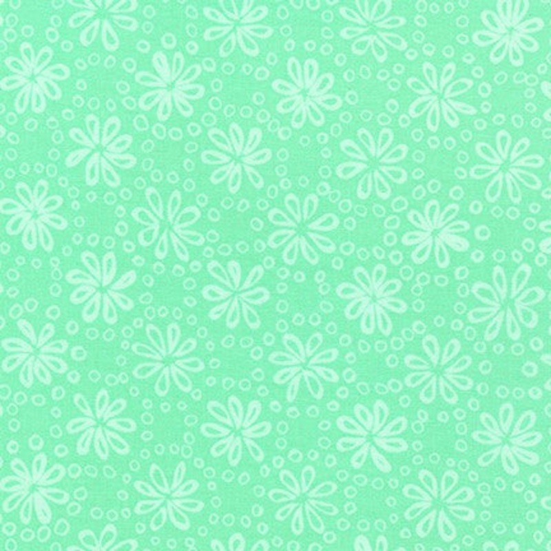 Wishwell Cheery Blossom, Flowers Mint, per half-yard