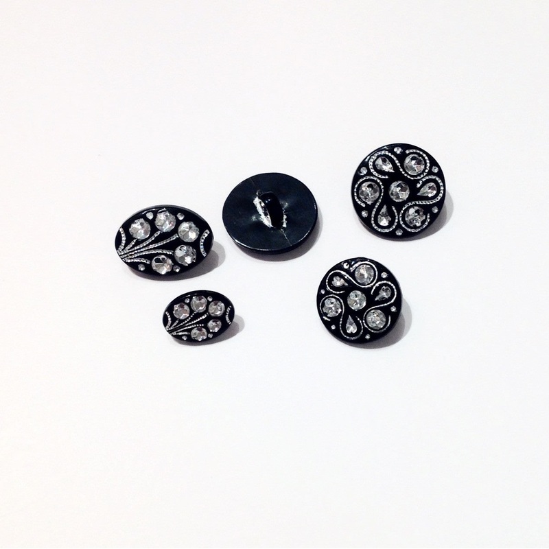 Black Sparkle Gem Button-18 mm & 20 mm & 16 mm-Round & Oval