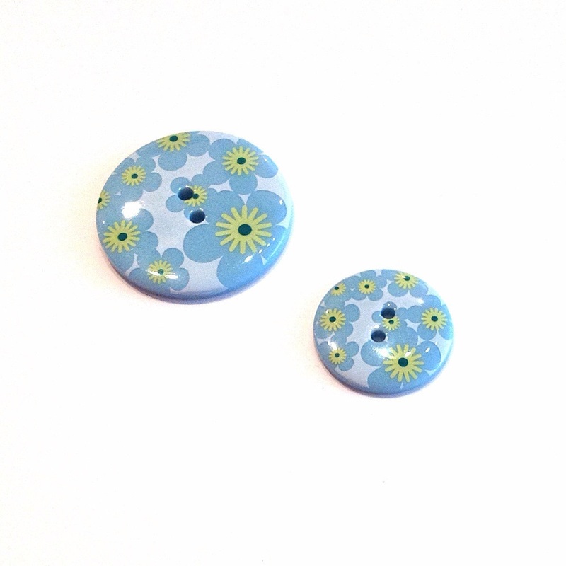 Blue Flower Print Button-22 mm & 34 mm