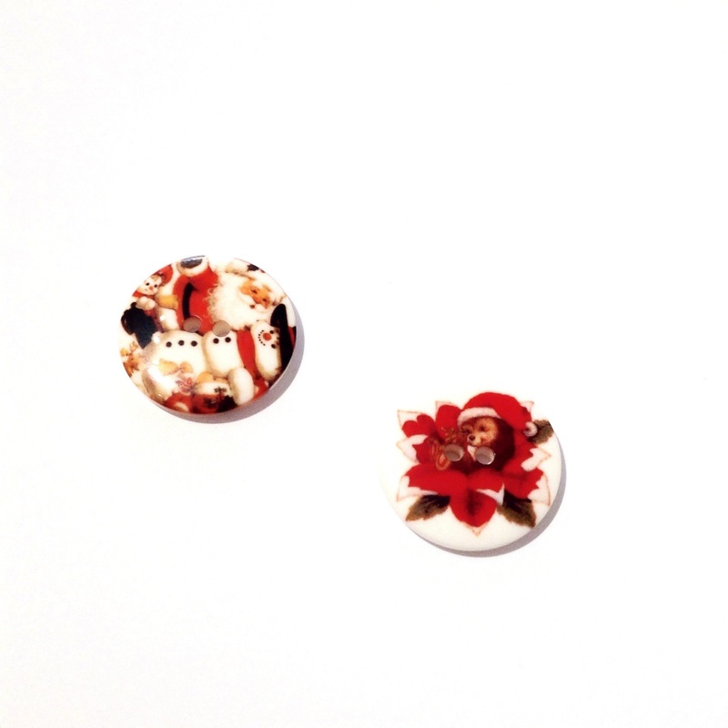 Christmas Painting Buttons-30 mm-Santa and Snowman & Christmas Hedgehog