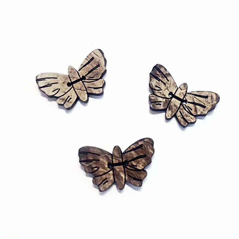 Coconut Shell Butterfly Button