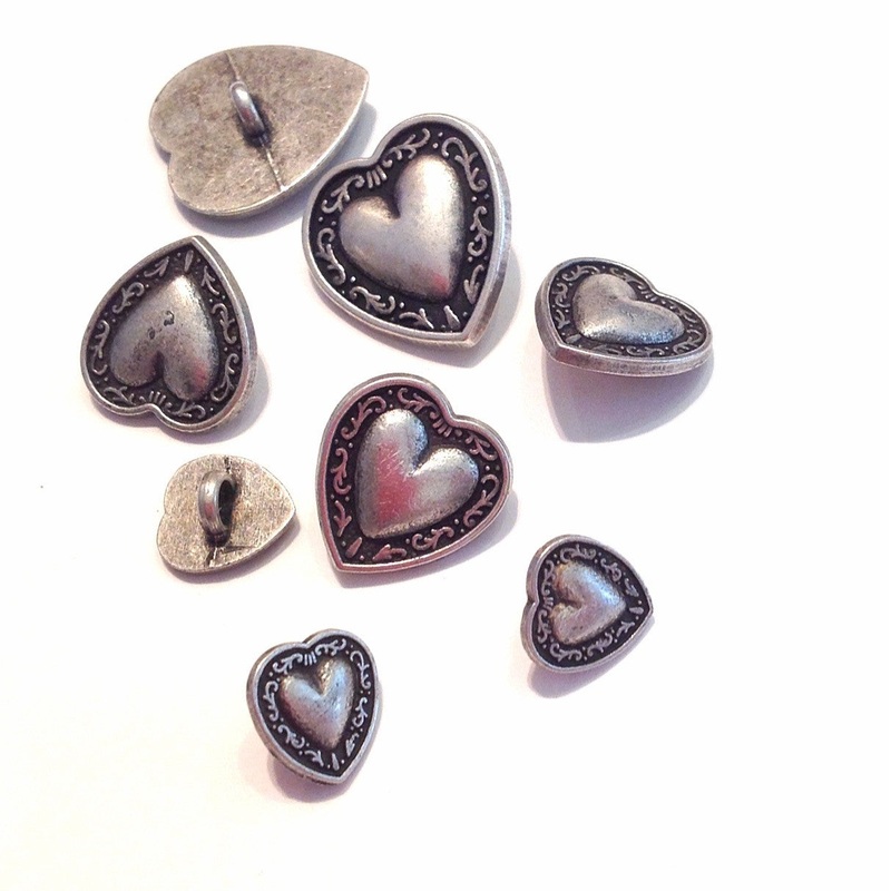 Heart Metal Buttons-11 mm & 17.5 mm & 22 mm