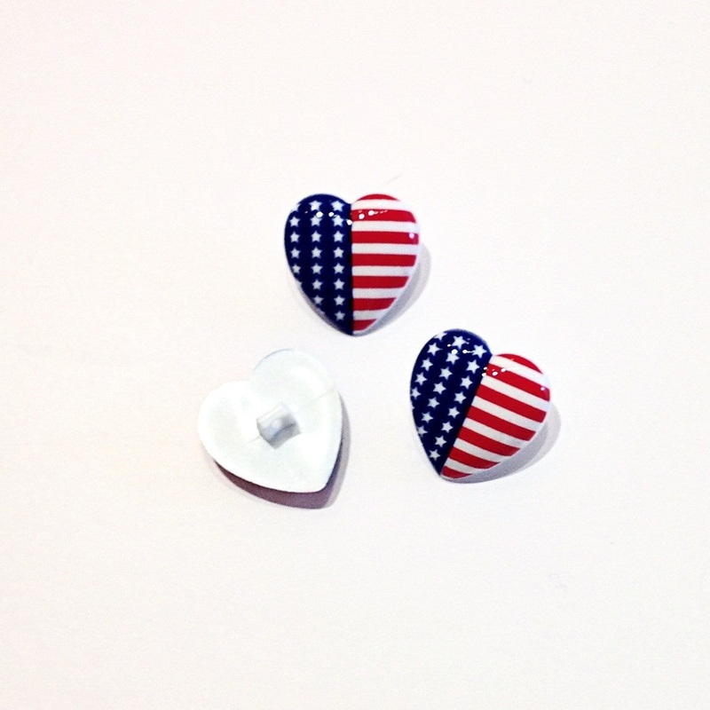 Heart Shaped American Flag Button