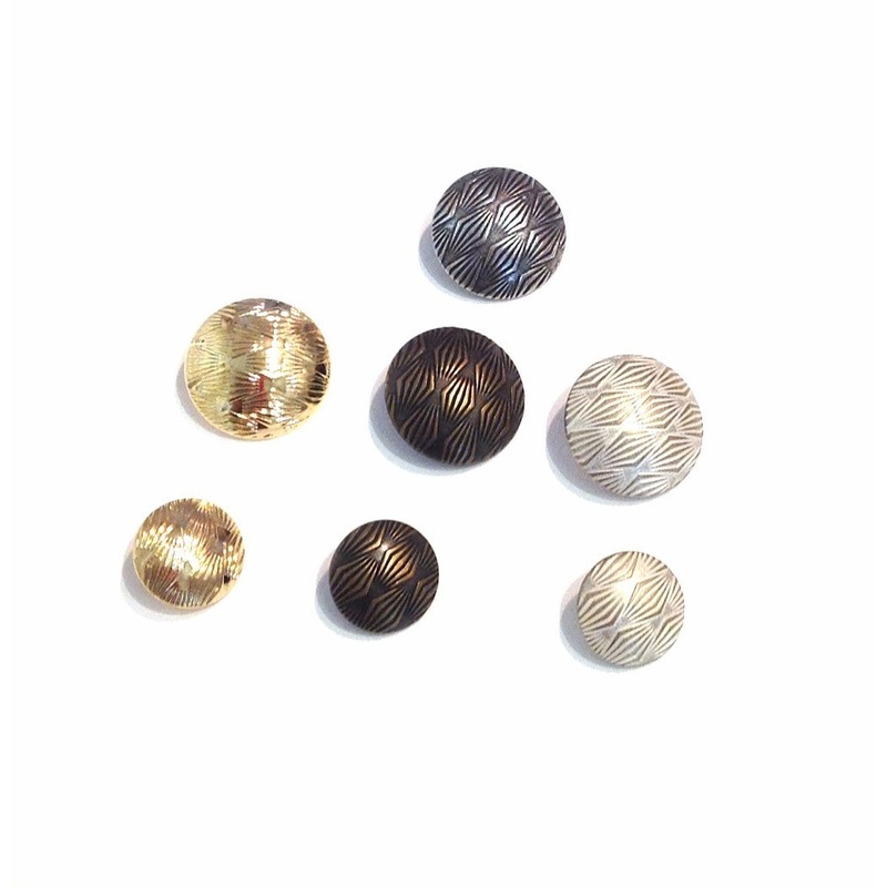 Metal Patterned Dome Button-20.5 mm & 28 mm-White Metal & Gold