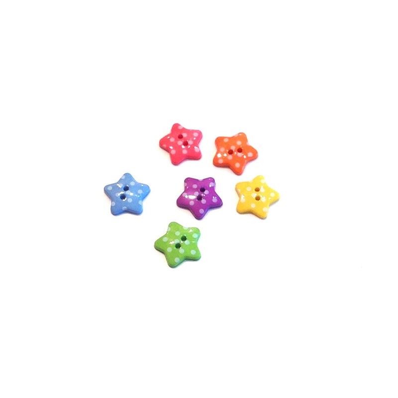 Polka Dot Star Button-Orange & Purple & Pink & Yellow & Green & Pale Blue