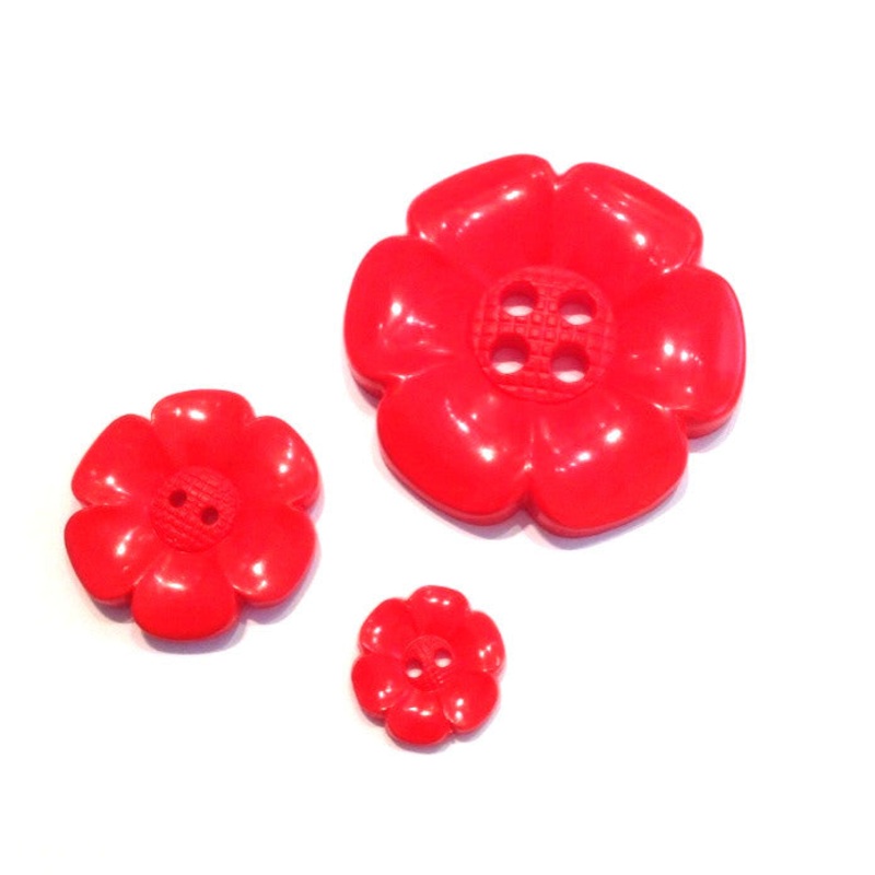 Red Flower Button-22 mm & 38 mm & 57 mm