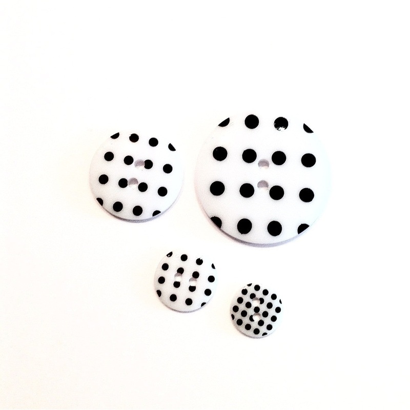 White with Black Polka Dot Buttons