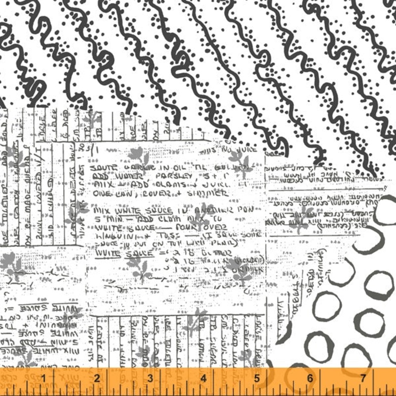 Windham Fabrics, 108 Wide Quilt Back, Maker's Collage in White, per half-yard