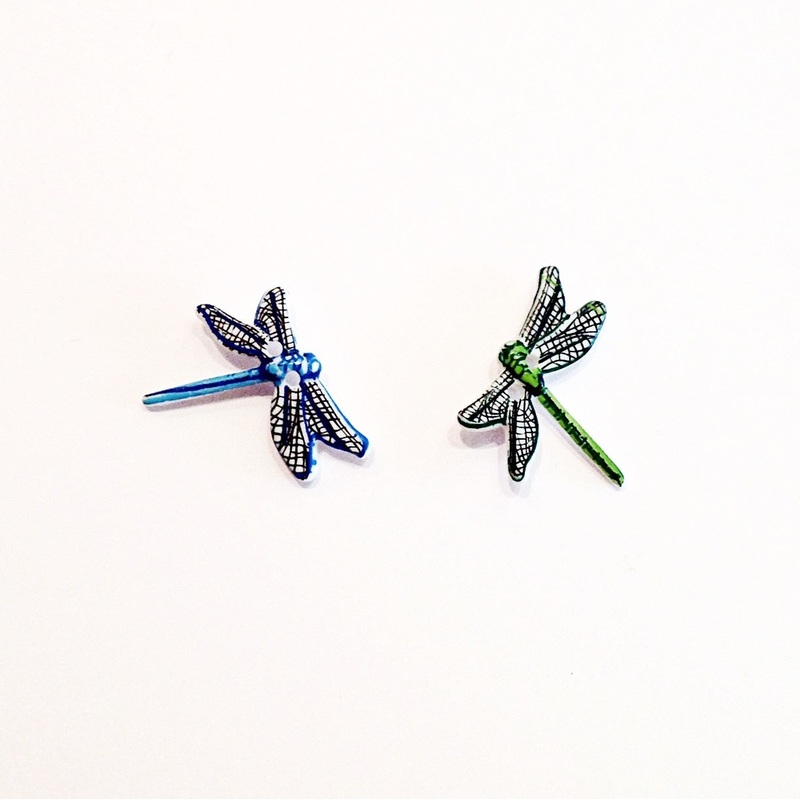 Dragonfly Button-25 mm-Blue & Green