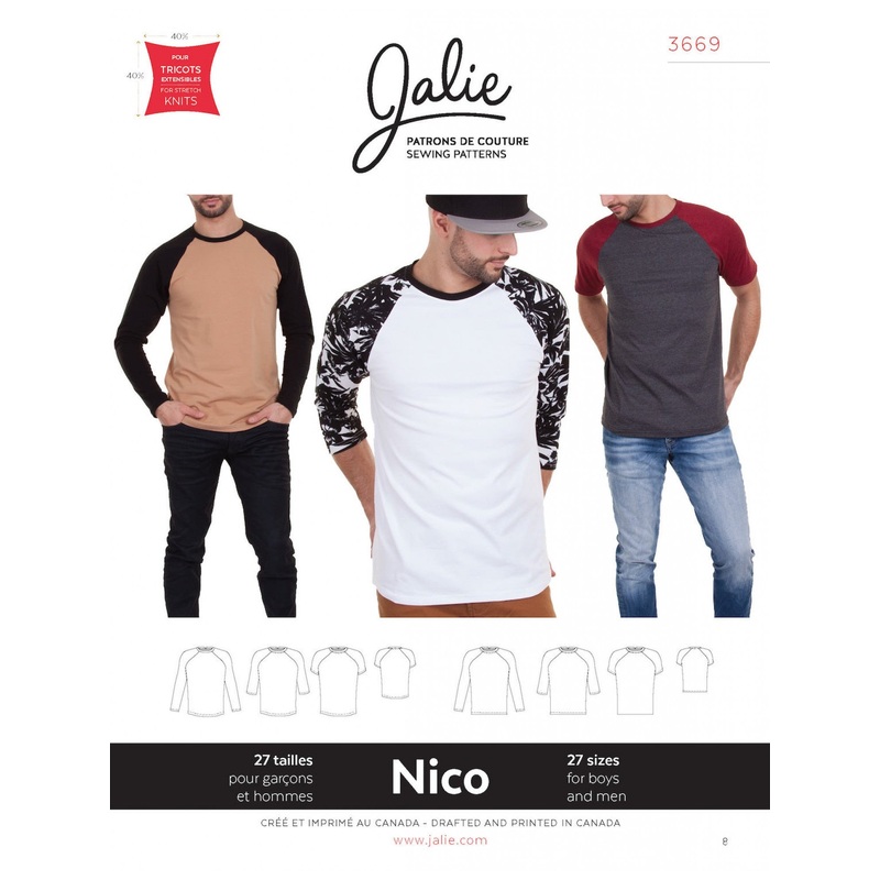 Nico Mens Raglan Tee Pattern by Jalie 3669