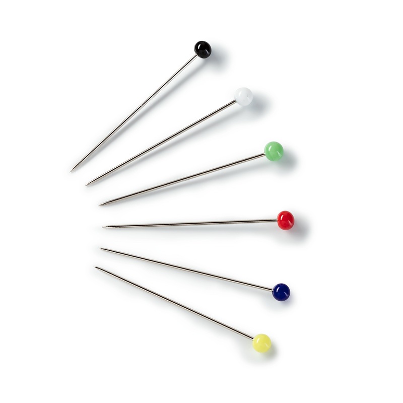 Prym Glass Headed Pins-30 x 0,60mm Multi coloured & 43 x 0,60mm Extra Long - Yellow