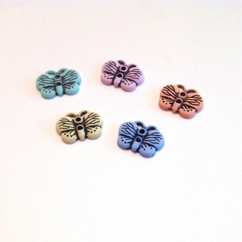 Butterfly Button-16 mm-Pink & Blue & Green & Orange & Yellow