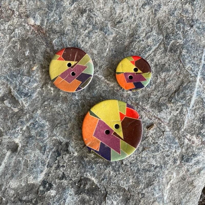 Geometric Colourful Coconut Shell Button