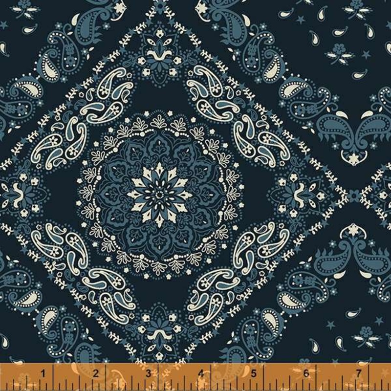 Windham Fabrics, 108 Wide Quilt Back, Bandana in Navy, per half-yard