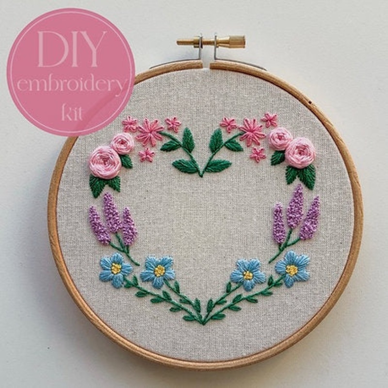 'Floral Heart' Embroidery Kit by EmBeaRoidery